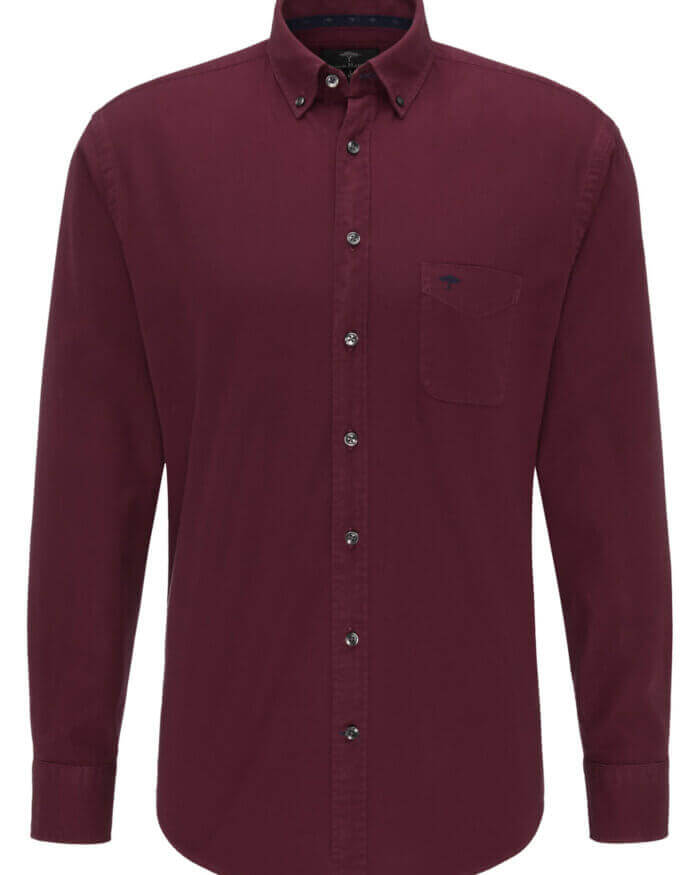 Fynch Hatton Garment Dyed Shirt Indian Red | Davids Of Haslemere