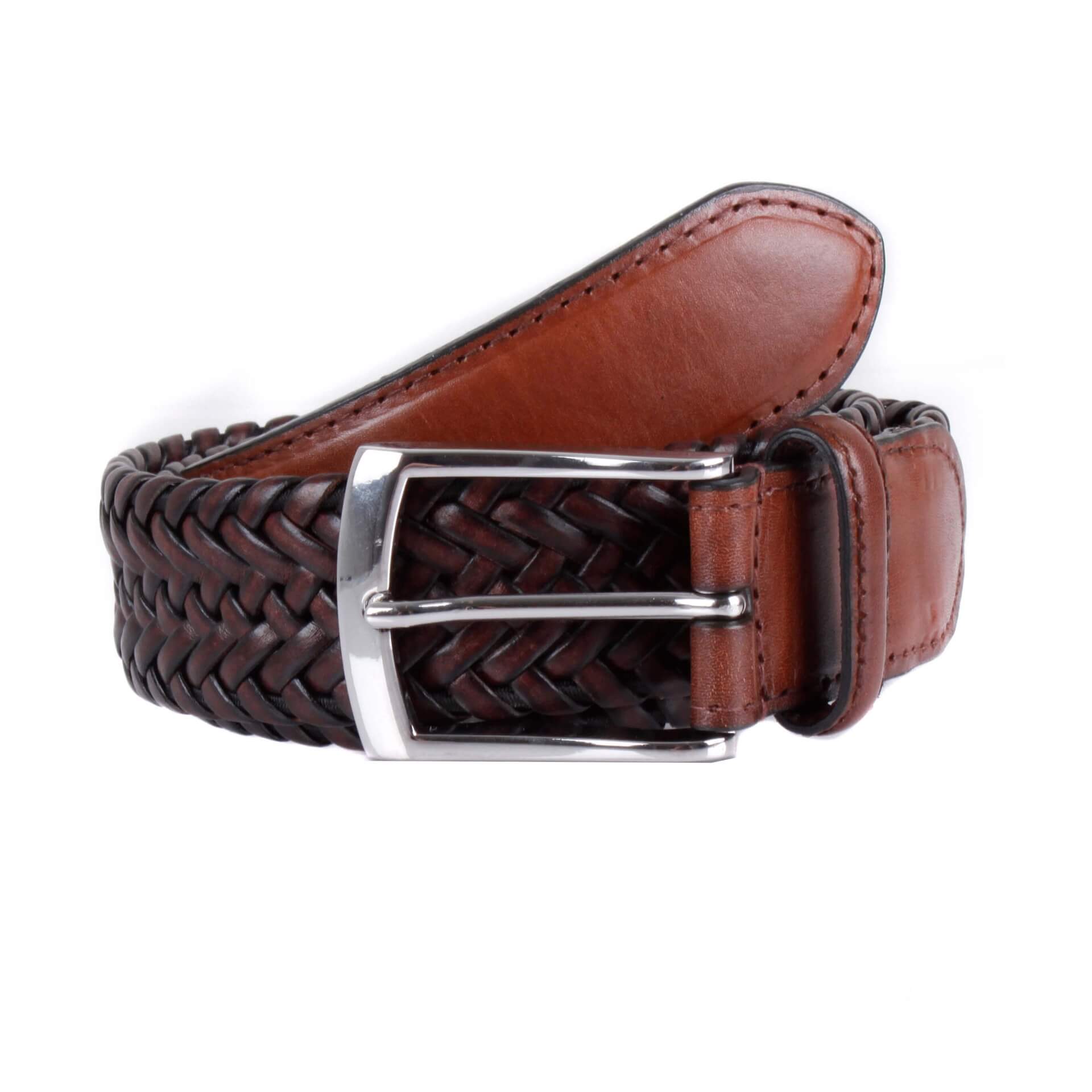 Dents Plaited Leather Belt