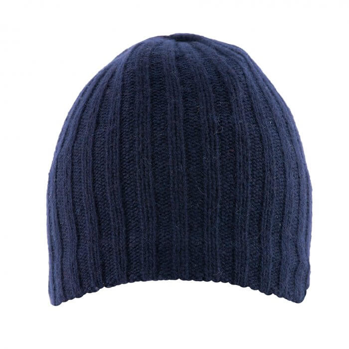 Wool Beanie Hat in Navy Blue