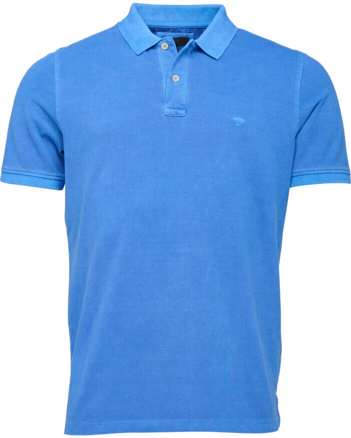 Fynch Hatton Garment Dyed Polo in Blue