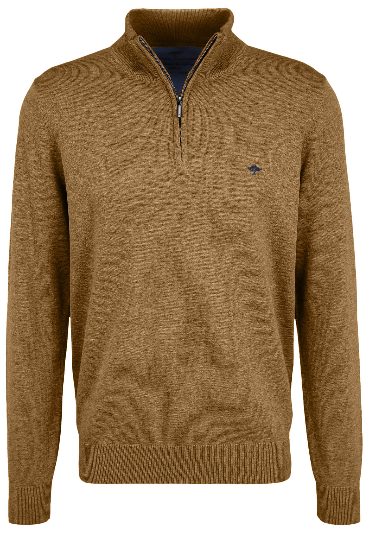 Fynch Hatton Cotton Troyer Zip Jumpers Camel full