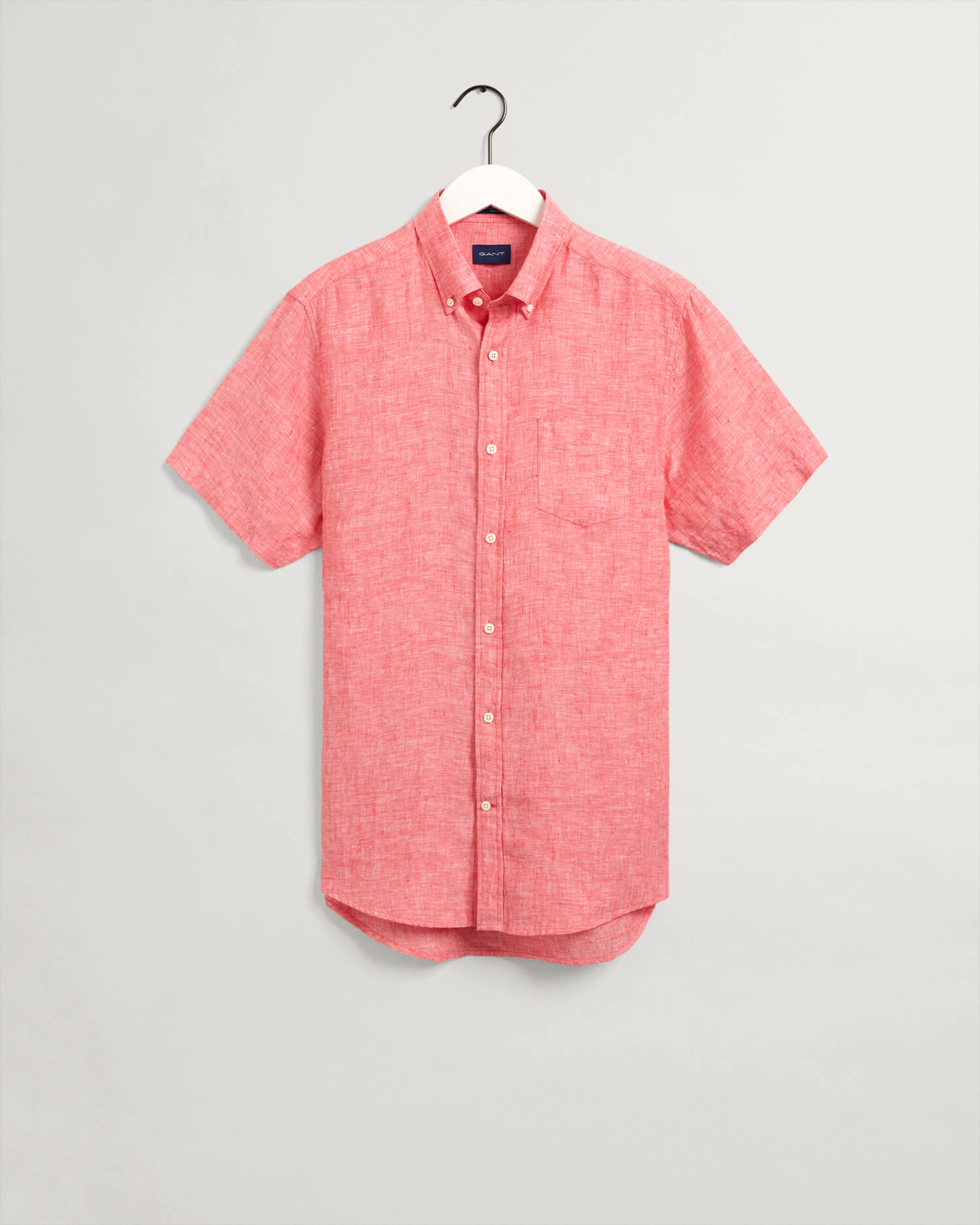 Gant Regular Short Sleeve Linen Shirt Watermelon Pink