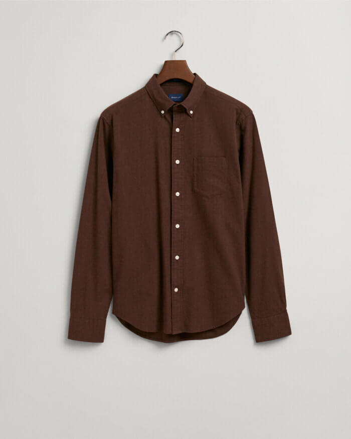 Gant Regular Fit Flannel Melange Shirt Rich Brown