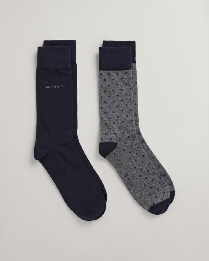 Gant Sized Solid and Dot Socks 2-Pack Grey