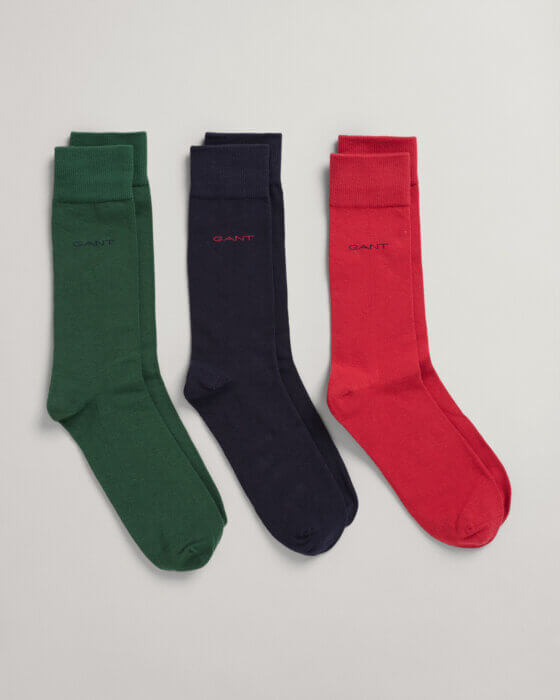 Gant Sized Soft Cotton 3-Pack Socks Red/Green/Blue