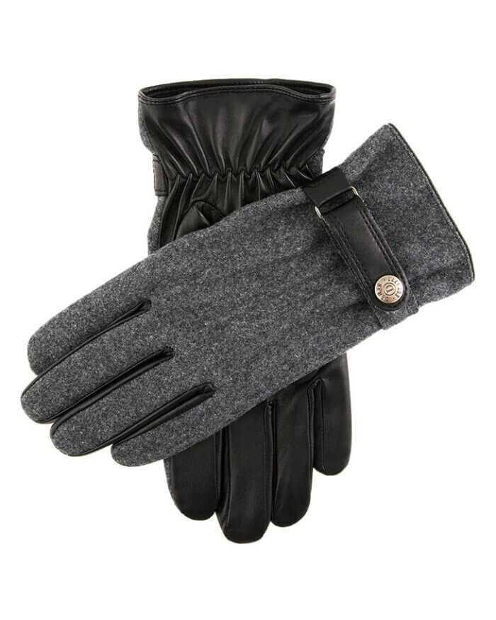 Dents Charcoal leather gloves