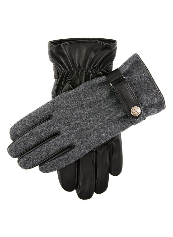 Dents Charcoal leather gloves