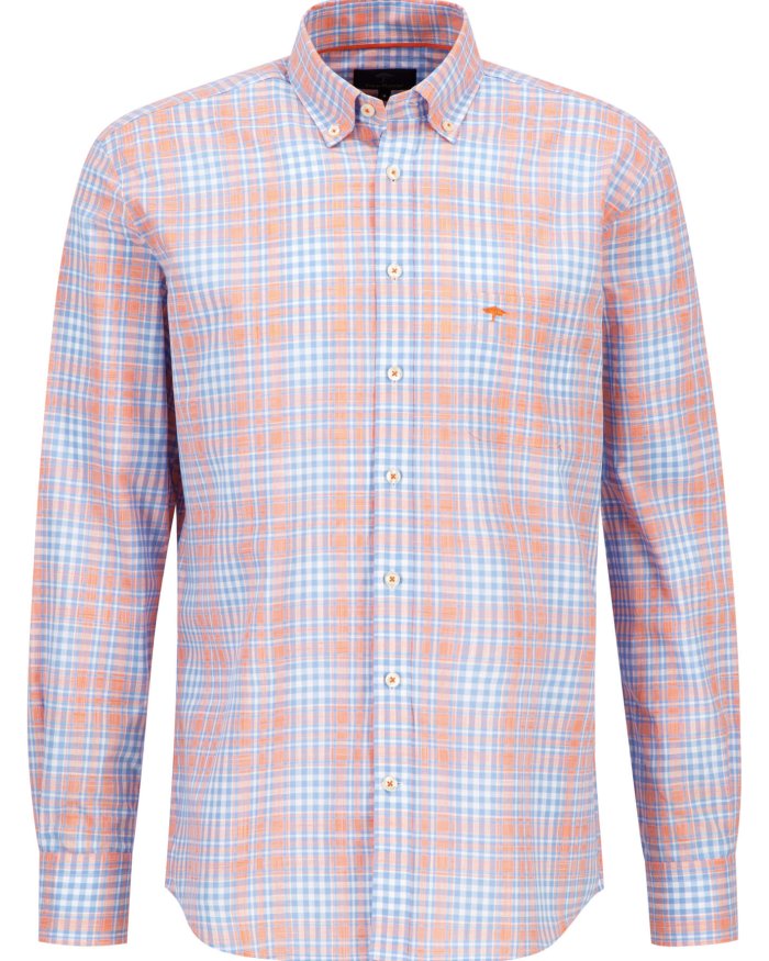 Fynch Hatton Tangerine Check Shirt front