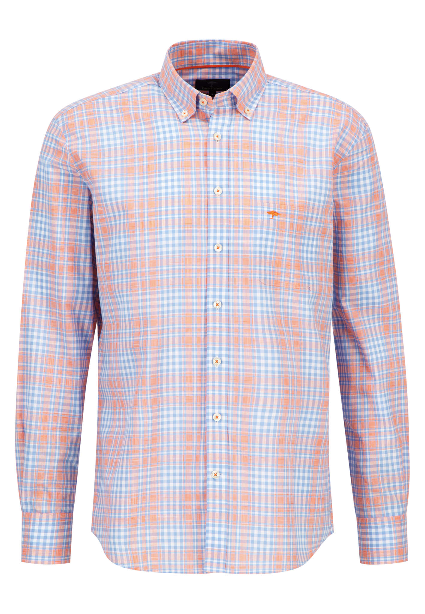 Fynch Hatton Tangerine Check Shirt front