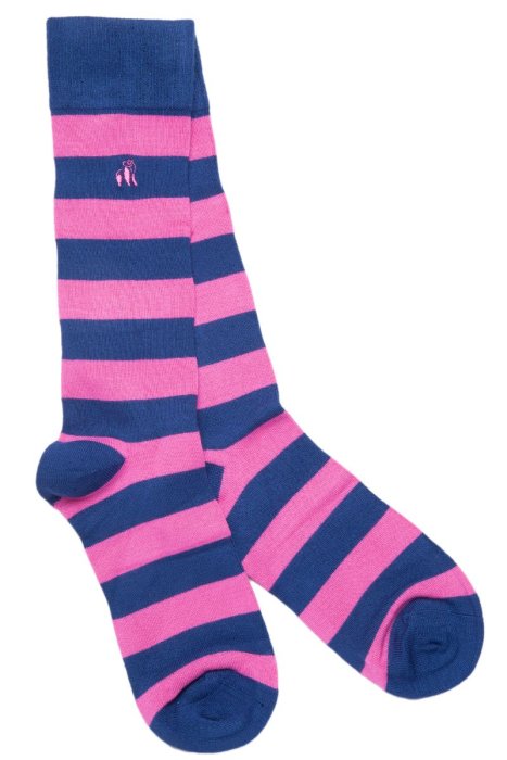 Swole Panda Comfort Cuff Socks Rich Pink Striped