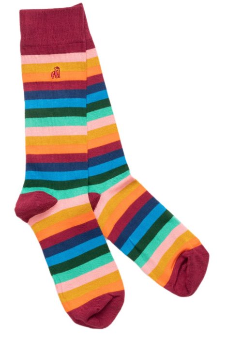 Swole Panda Comfort Cuff Socks Multi Fine Stripe