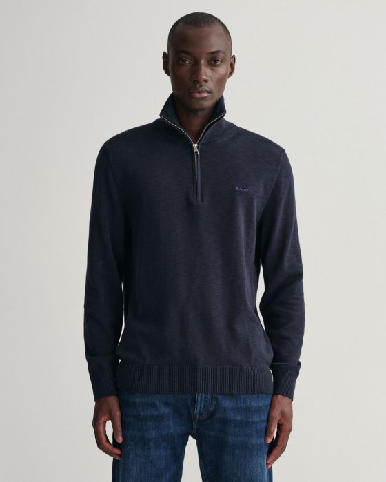 Gant Cotton Flamme Half Zip Sweater navy model