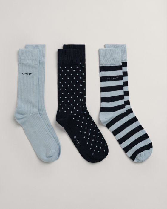 Gant Stripe and Dot 3-Pack Socks black and grey