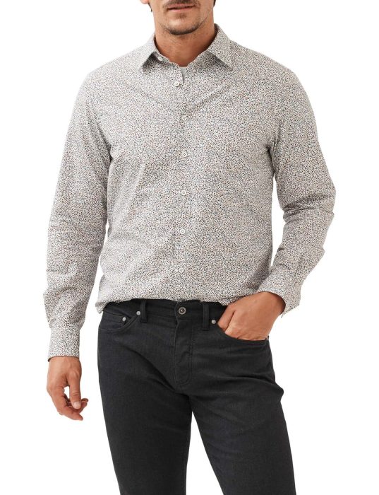 Rodd & Gunn Maple long sleeve shirt on model hand in pocket