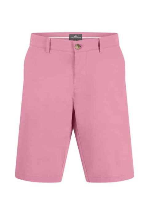 Pink knee-length shorts with a single button and zipper closure. The fabric appears smooth, and the waistband has belt loops. Perfect for casual wear.