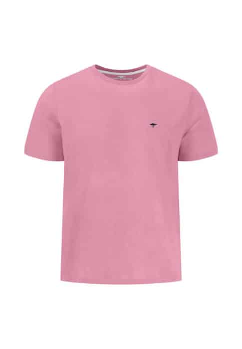 Pink short-sleeve T-shirt with a small embroidered logo on the left chest.