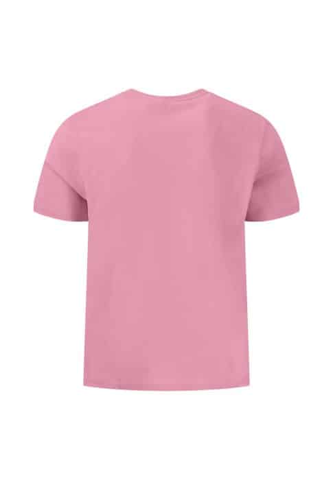 A plain pink T-shirt displayed against a white background, viewed from the back. The T-shirt has short sleeves and a simple, classic design with no visible logos or patterns.