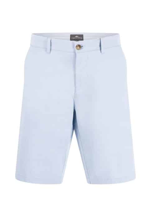 Light blue mens shorts with a button and zipper closure. The shorts feature belt loops and side pockets, displayed against a white background.