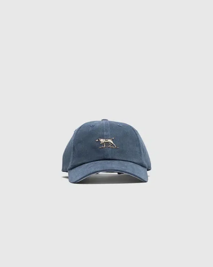 Blue baseball cap with a small embroidered tiger on the front. The cap is on a plain white background.