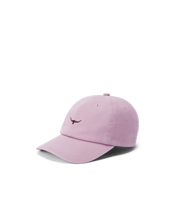 A light purple baseball cap featuring a small, dark brown bull head logo on the front, displayed on a plain white background.
