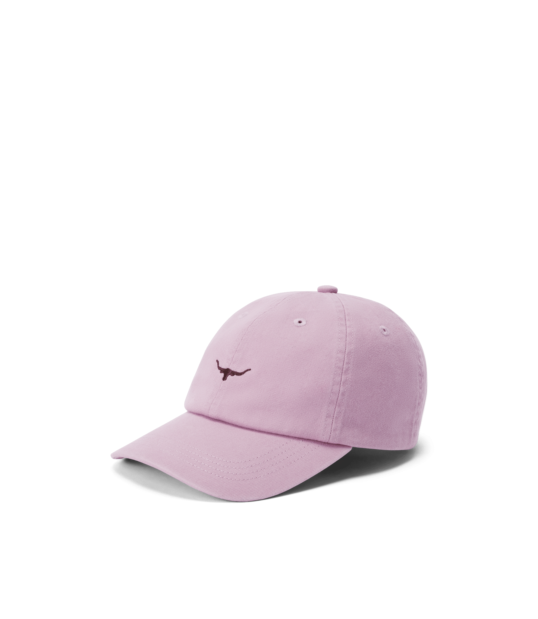 A light purple baseball cap featuring a small, dark brown bull head logo on the front, displayed on a plain white background.