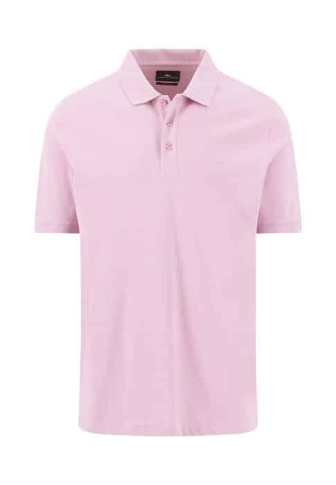 A light pink short-sleeve polo shirt with a collar and three buttons down the front, displayed on a plain white background.