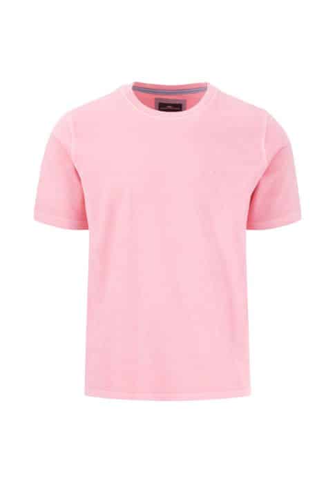 A plain light pink short-sleeve t-shirt with a crew neck, displayed on a white background.