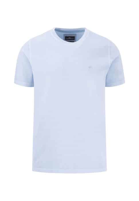 Light blue short-sleeve t-shirt with a round neckline, shown front-facing on a plain white background. The shirt appears plain with a subtle, small logo on the left chest area.