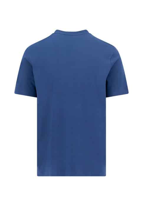 A plain blue short-sleeve t-shirt shown from the back against a white background.