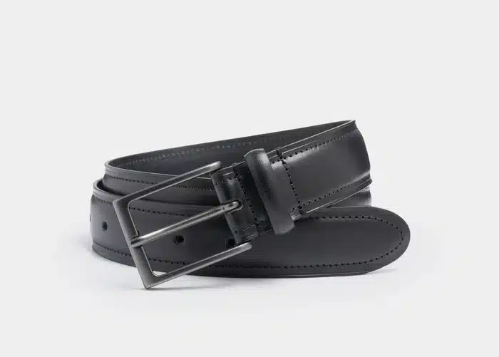 Ibex 35mm Black Leather Stitched Edge Belt