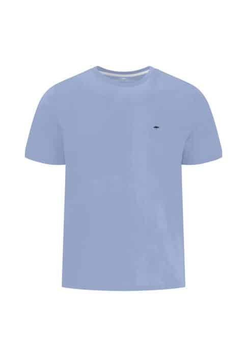 Light blue short-sleeve T-shirt with a small dark logo on the left chest, shown on a plain white background.