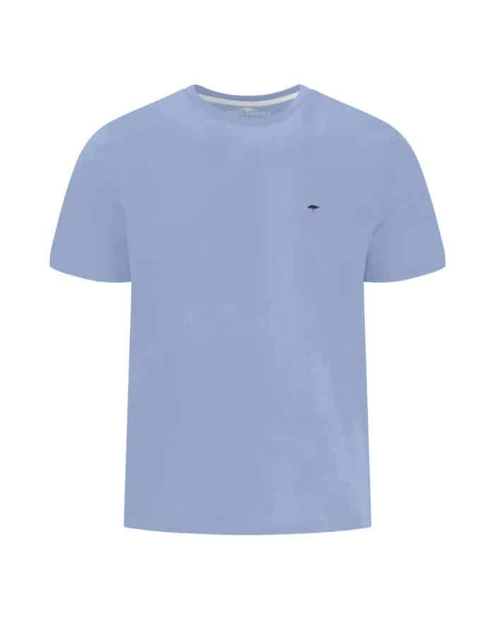 Light blue short-sleeve T-shirt with a small dark logo on the left chest, shown on a plain white background.