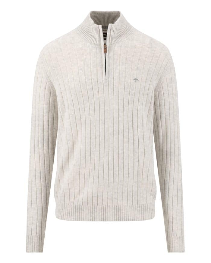 Fynch Hatton Ribbed Lambswool Troyer Zip